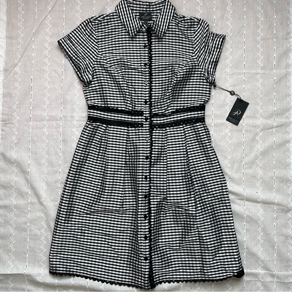 Adrianna Papell Gingham Button-down dress with Collar